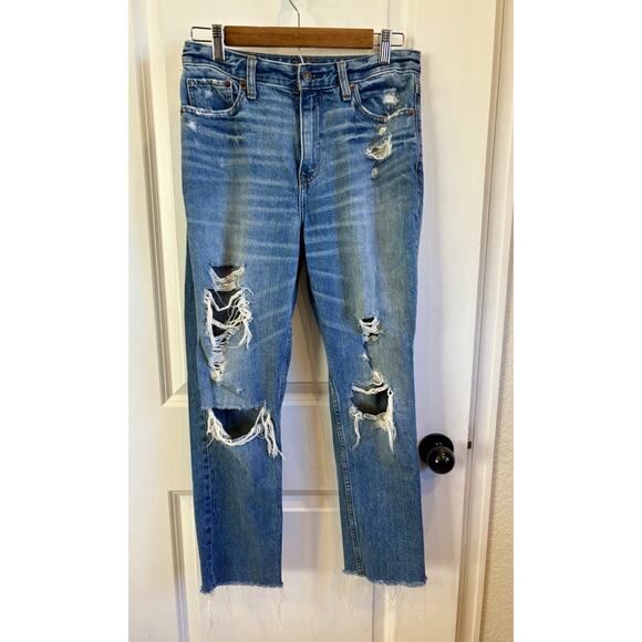 Abercrombie & Fitch Women's 27 Jeans Distressed Jeans Annie High Rise Girlfriend - Picture 1 of 7